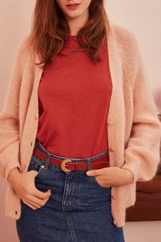 Gilet en mérinos et mohair Carla - Rose