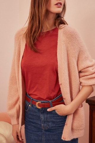 Gilet en mérinos et mohair Carla - Rose