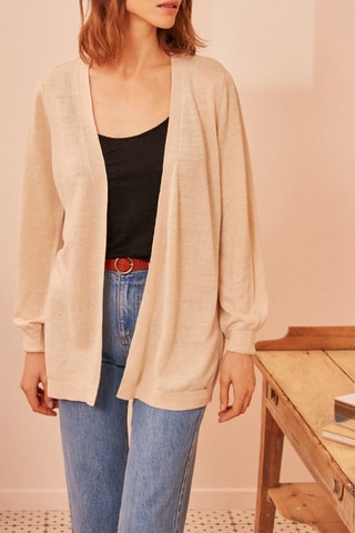 Gilet long en lin Agnela - Beige