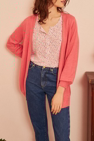 Gilet long en lin Agnela - Rose