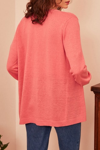 Gilet long en lin Agnela - Rose