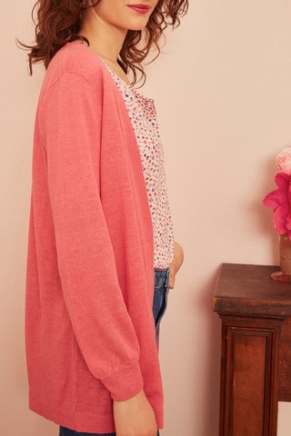 Gilet long en lin Agnela - Rose