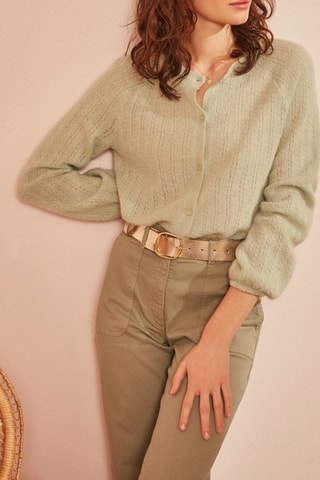 Gilet en laine, mohair et alpaga Aliette - Vert