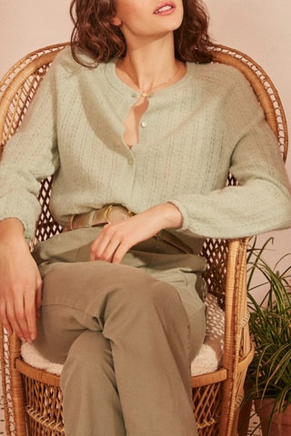 Gilet en laine, mohair et alpaga Aliette - Vert