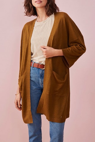 Gilet long en lin Pinède - Kaki