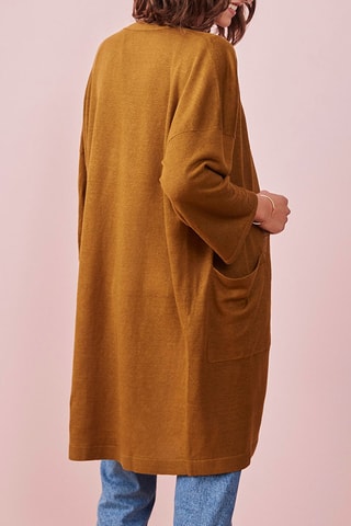 Gilet long en lin Pinède - Kaki