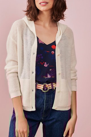 Gilet en laine, mohair et alpaga - Ecru
