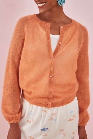 Gilet en mohair et soie Oranger - Saumon