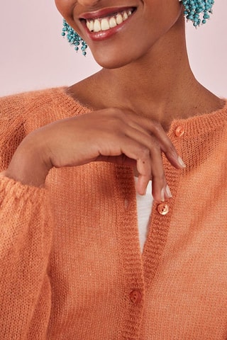 Gilet en mohair et soie Oranger - Saumon