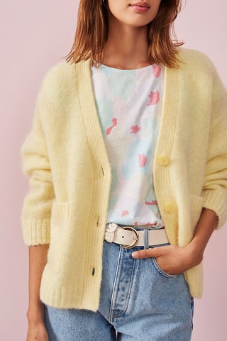 Gilet en mohair et laine Citronnade - Jaune