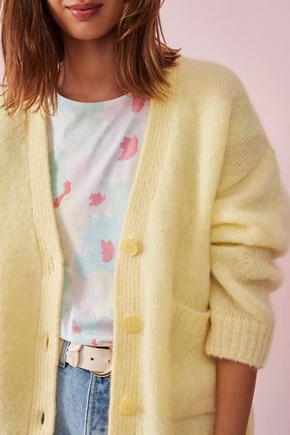 Gilet en mohair et laine Citronnade - Jaune