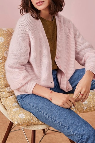 Gilet en mérinos, lin et mohair Eglantine - Nude