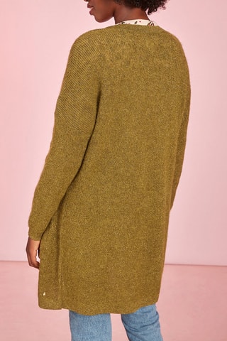 Gilet long en laine, mohair et alpaga Denia - Vert