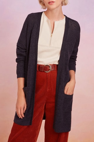 Gilet long en laine, mohair et alpaga Denia - Gris
