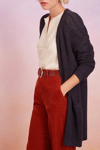 Gilet long en laine, mohair et alpaga Denia - Gris