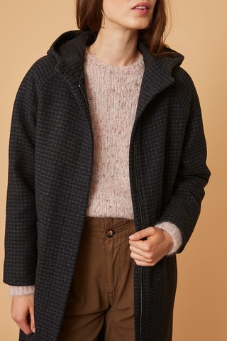 Manteau à capuche  en laine - Anthracite