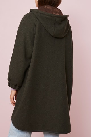 Manteau à capuche en laine - Noir