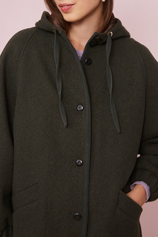 Manteau à capuche en laine - Noir