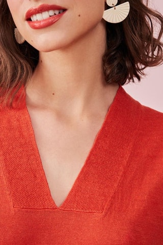 Robe midi en lin Bastia - Rouge 