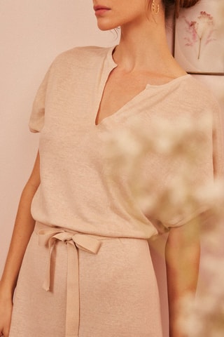 Robe longue en lin Aguibou - Beige