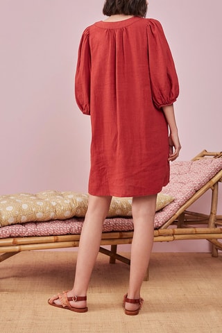 Robe trapèze en lin Oud - Rouge brique