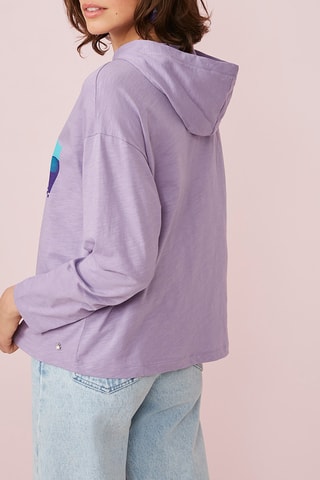 Sweat oversize à capuche - Violet