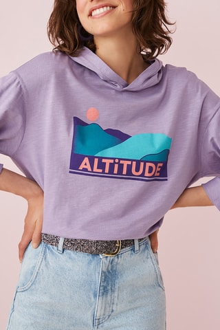 Sweat oversize à capuche - Violet