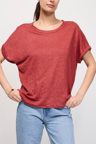 T-shirt en lin Helbo 2 - Rouge brique chiné