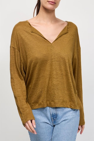 T-shirt oversize en lin Heloita - Vert olive