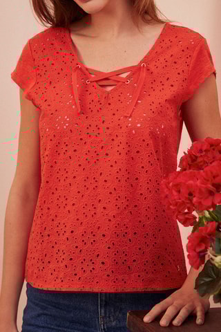 T-shirt en lin Gomiza - Rouge