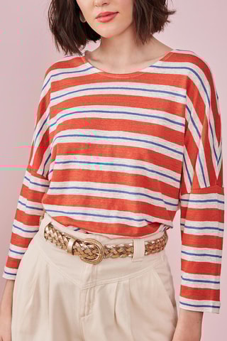T-shirt oversize en lin Hazia - Rouge