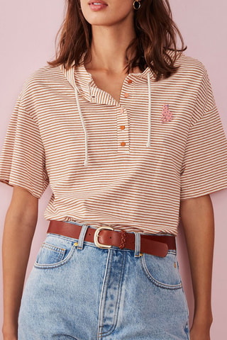 T-shirt en lin à capuche Hielo - Beige