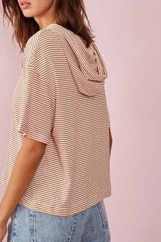 T-shirt en lin à capuche Hielo - Beige