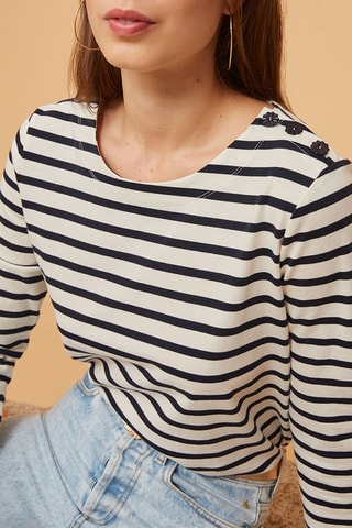 T-shirt Ginetta - Blanc et bleu marine