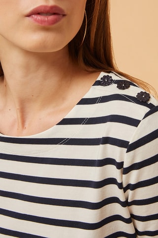 T-shirt Ginetta - Blanc et bleu marine