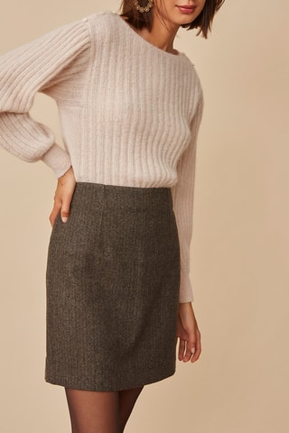 Jupe droite en laine - Gris
