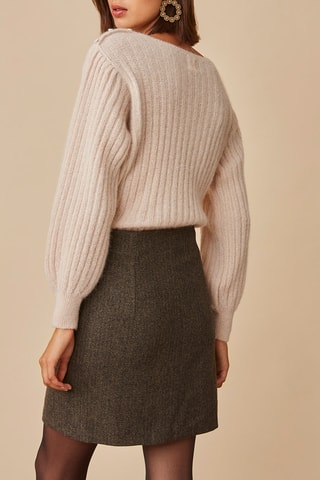 Jupe droite en laine - Gris