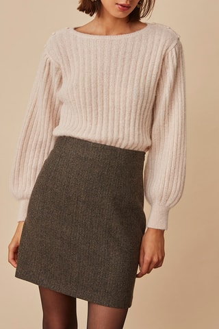 Jupe droite en laine - Gris
