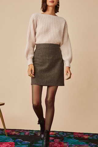 Jupe droite en laine - Gris
