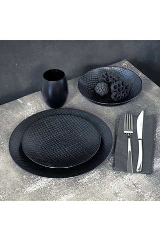 Aardewerken Servies Tweed Zwart 18-delig