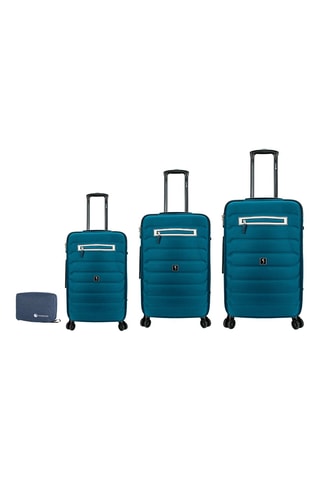 Set de 3 valises et 3 trousses de toilette Skrall - 56/66/76 cm  - Bleu