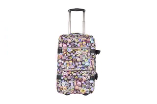 Sac de voyage à roulettes World - 55 cm  - Noir et rose