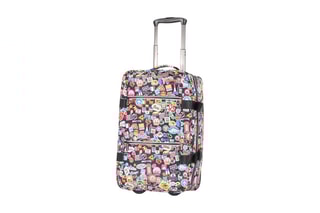 Sac de voyage à roulettes World - 55 cm  - Noir et rose