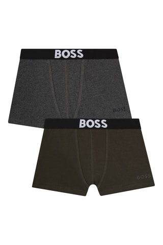 2 boxers - Gris foncé chiné et kaki - Hugo Boss