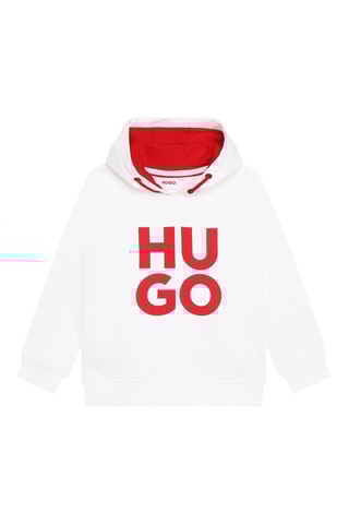 Sweat à capuche en coton biologique - Blanc et rouge