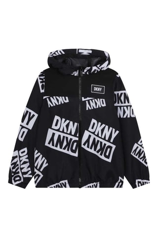 Coupe-vent déperlant à capuche - Noir et blanc - DKNY