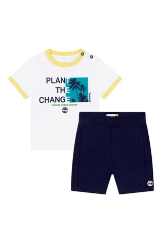 T-shirt en coton biologique et short Blanc et bleu marine - Timberland