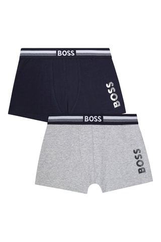 2 boxers Bleu marine et gris chiné - Hugo Boss