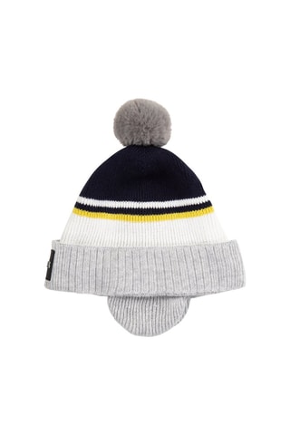 Bonnet aviateur à pompon - Bleu marine et gris chiné - Hugo Boss