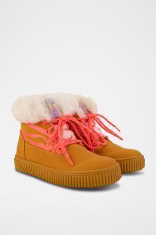 Bottines fourrées Moutarde et blanc